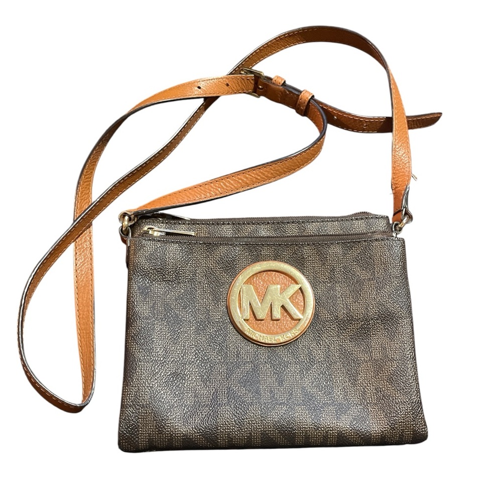 Michael Kors Brown and Gold Crossbody Bag with Signature Style